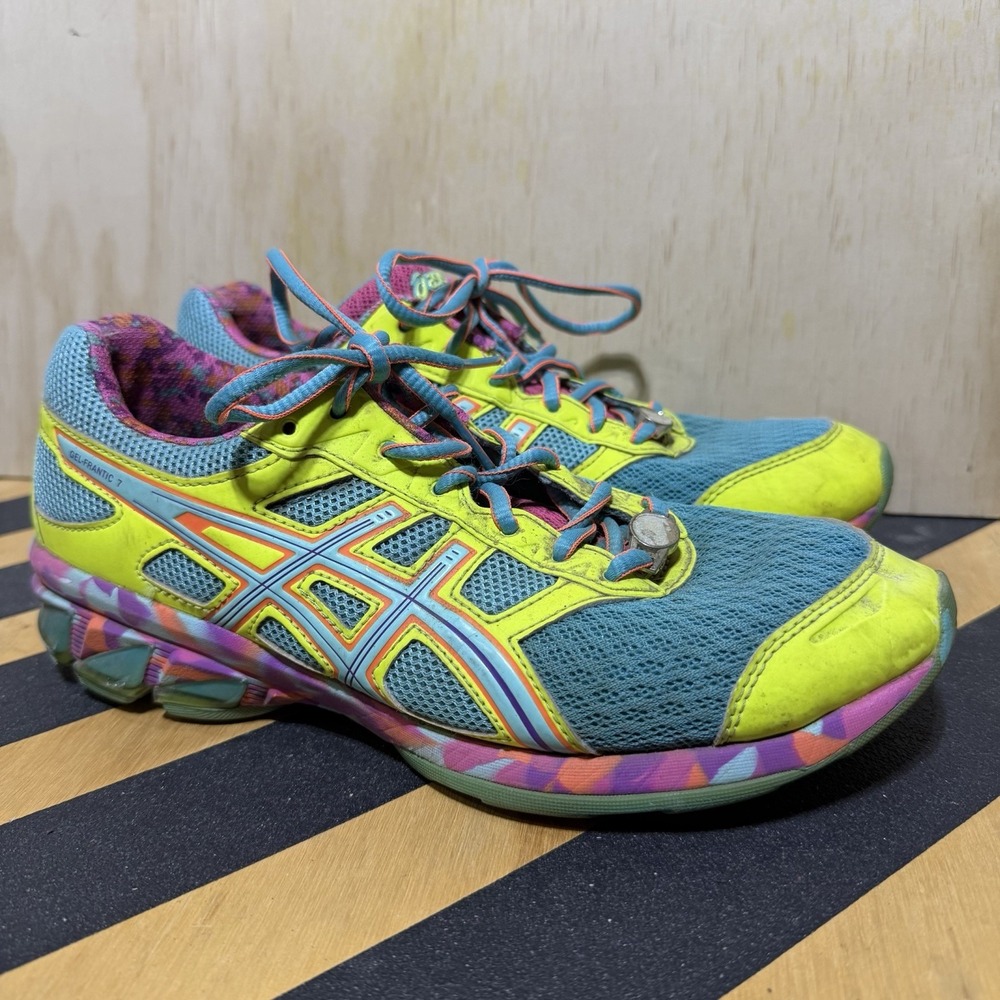 ASICS Gel Frantic 7 Womens 8.5 Running Shoes Neon Multi Color Trainer Lace Up